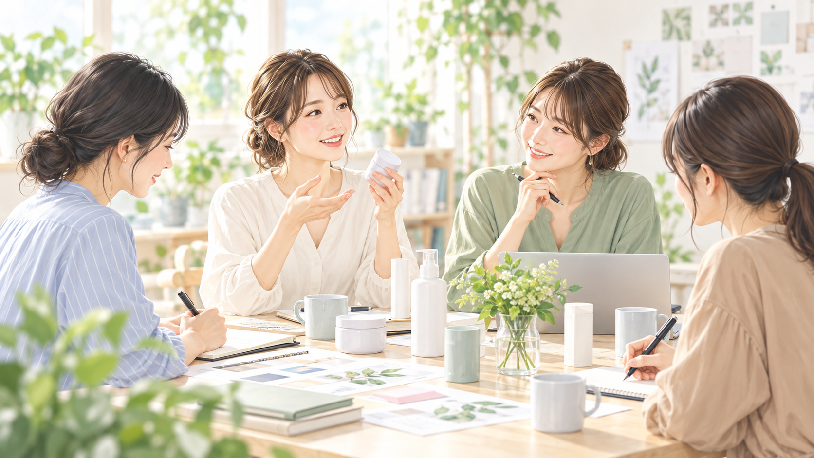 体験の場で話し合い、気づきを共有するイメージ